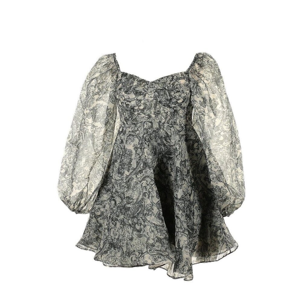 NWT Selkie x Free People Princess in Gray Heritage Organza Puff Mini Dress M